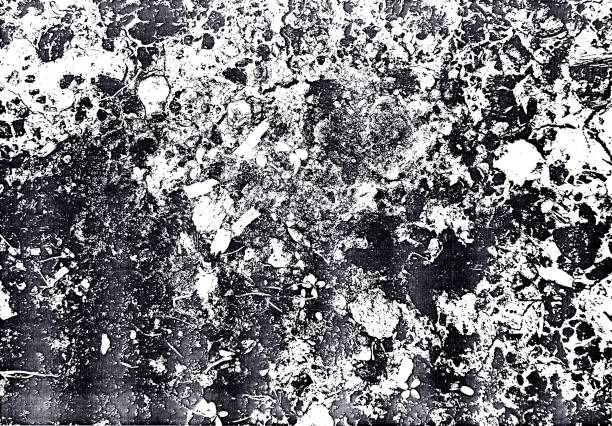 Cracks in the black pattern of the soil. Illustration of abstract background.