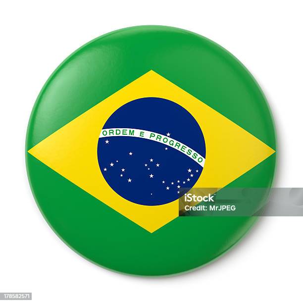 Brazil Pinback Stock Photo - Download Image Now - Badge, Blue, Brazil