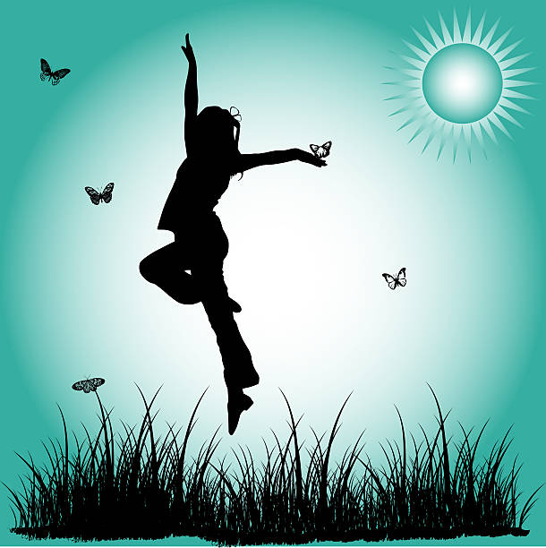 istock Silhouette jumping girl 178583188