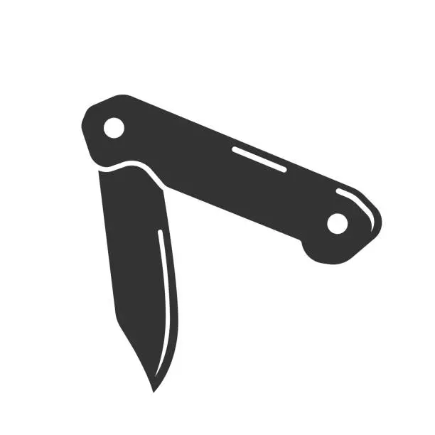 Vector illustration of Foldable or folding pocket knife  pocketknife flat vector icon for apps and websites