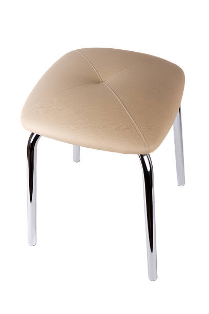 istock Soft-seated beige steel stool isolated on white 178584815