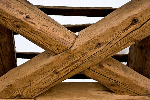 istock wooden cross in old roof 178585698