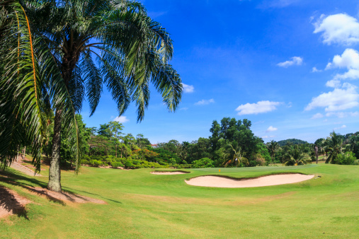 Scenic 8th hole at Green Valley St Andrews golf course near Pattaya Thailand