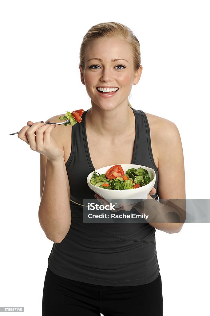 Mulher comendo salada - Foto de stock de Adulto royalty-free