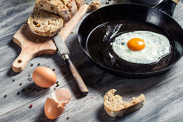 istock Closeup of freshly fried egg on a pan 178587249