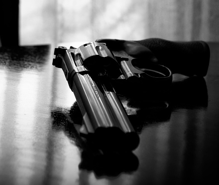 Handgun isolated on white background.