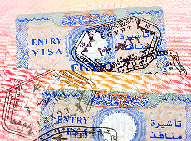 istock Egyptian visa stamp in the passport 178587583