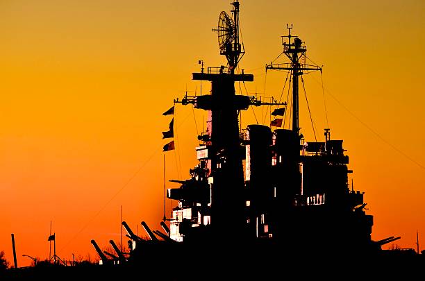 istock A picture of a battleship at sunset 178588130