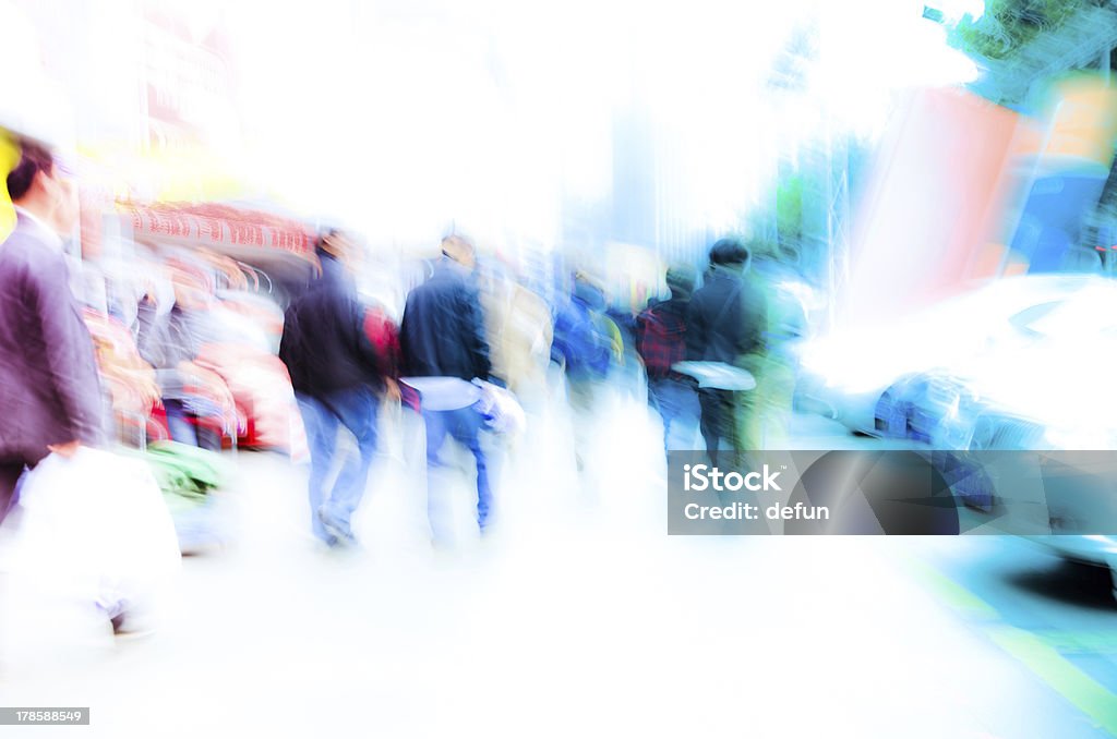 city pedestrian people on road - Foto de stock de Movimiento borroso libre de derechos