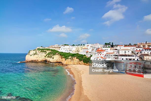 Portuguese Villa In Carvoeiro Beach With Clear Blue Sea Stock Photo - Download Image Now