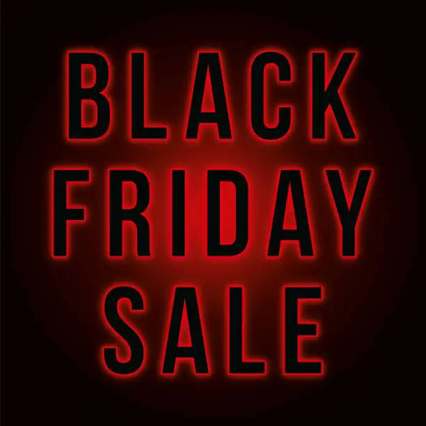 Vector illustration of Black Friday design in neon style.