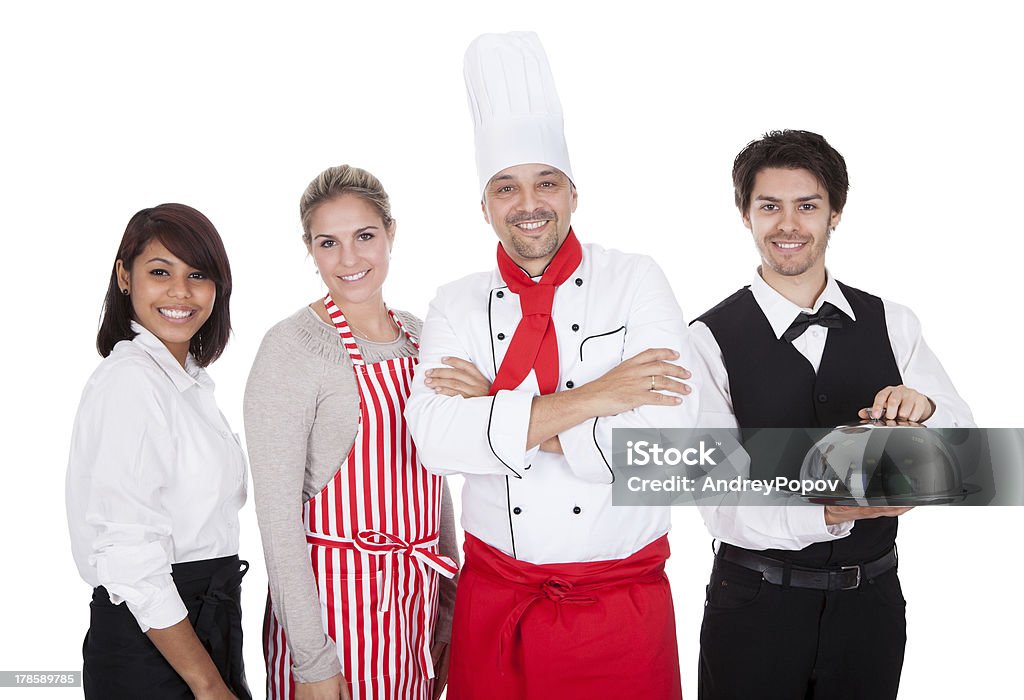 Grupo de chefs e garçons - Foto de stock de Adulto royalty-free