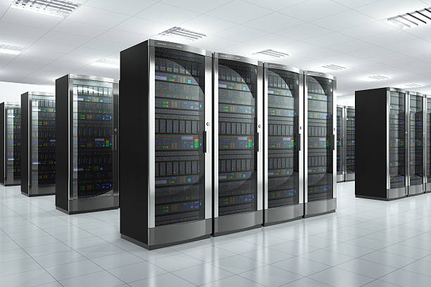wysoki, nowoczesna sieć serwerów w datacenter - network server rack computer mainframe zdjęcia i obrazy z banku zdjęć