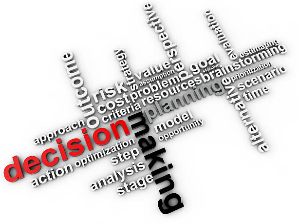 Vector decision-making concept with word cloud stock photo