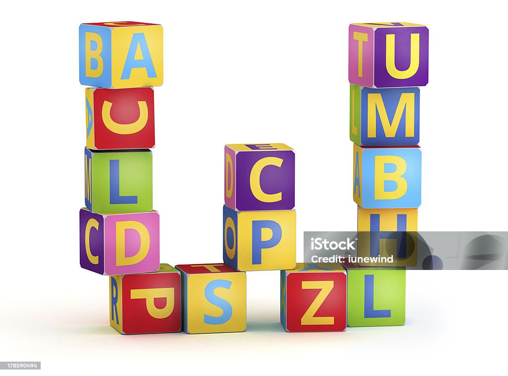 Letter W maked from abc cubes Letter W from ABC cubes for kid spell education Alphabet Stock Photo