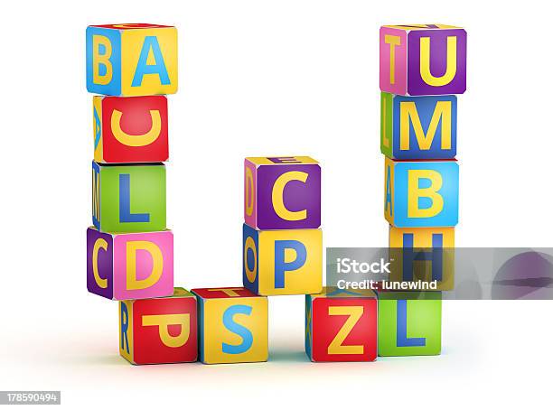 Letter W Maked From Abc Cubes Stock Photo - Download Image Now - Alphabet, Alphabetical Order, Block Shape