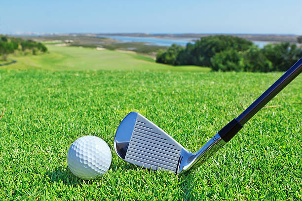 istock Golf accessories on a background of  green course. 178591272