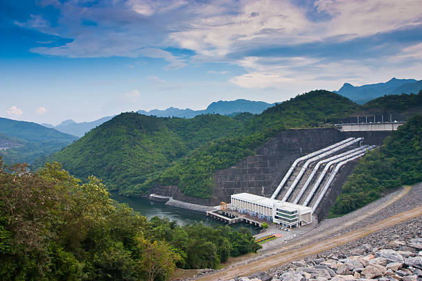 istock Hydroelectric equipment - concrete dam wall 178591422