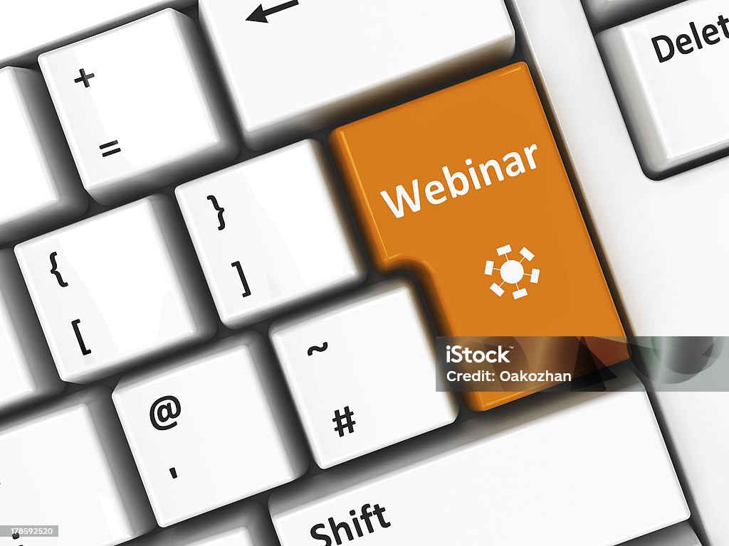 webinar teclado de ordenador - Foto de stock de Amarillo - Color libre de derechos