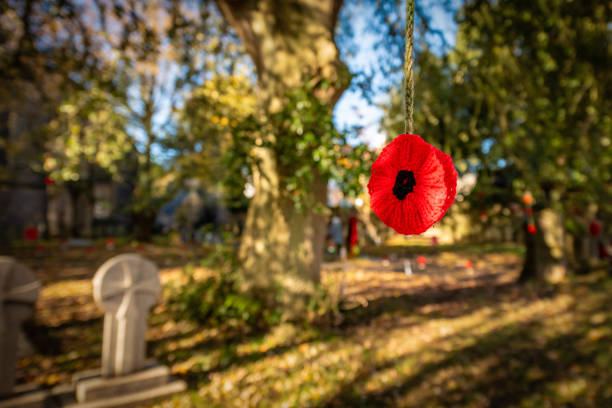 St Marychurch, UK. 10 November 2023. St Mary the Virgin Church in Torquay has knitted poppy and armed forced displays to mark Remembrance Day.