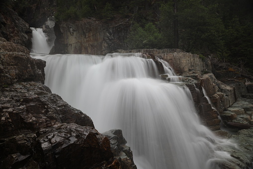 a spring waterfall near Glacier national park