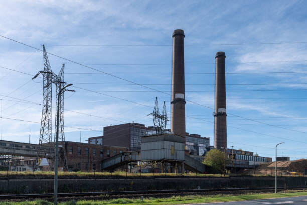 istock Thermal power station with electricity pylons 1785933822