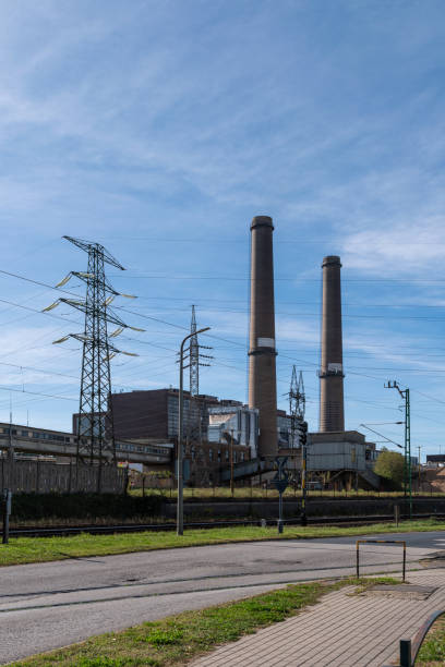 istock Thermal power station with electricity pylons 1785933929