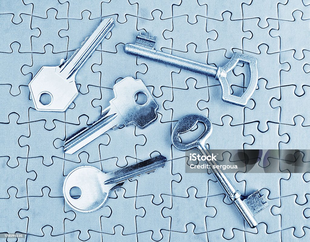 Verschiedene Arten von Schlüsseln auf der puzzle close-up. - Lizenzfrei Abstrakt Stock-Foto