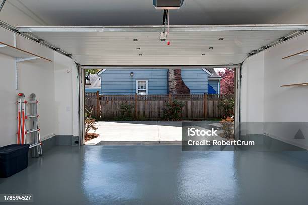 Clean Garage Stock Photo - Download Image Now - Garage, Flooring, Door