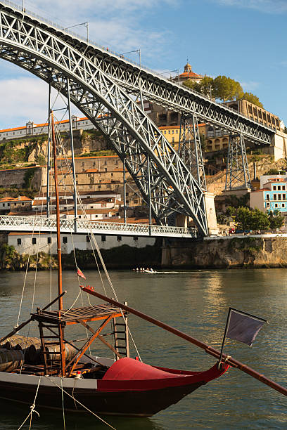 The bridge has a slim modern profile with good view of the city Porto.