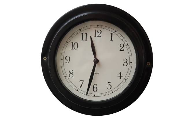 istock clock with black frame to hang on the wall- 1785964948