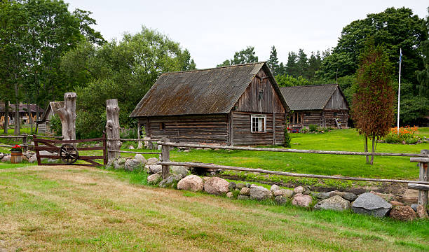 istock Farm house and green garden 178596735