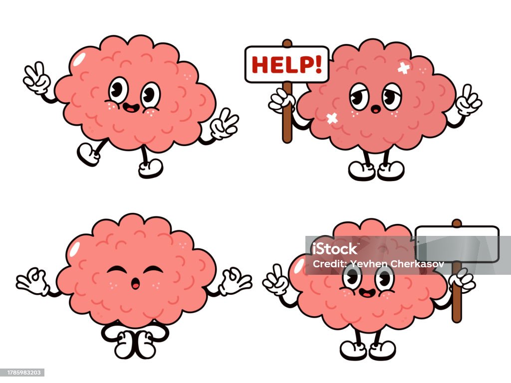 Brain Character Vector Brain Character Bundle Set Stock Illustration - Download Image Now ...