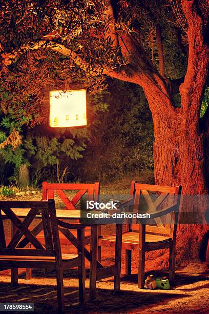 Picnic Table By Night Stock Photo - Download Image Now - Night, Picnic, Table