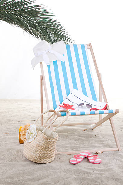 istock Beach chair in the sand 178599022