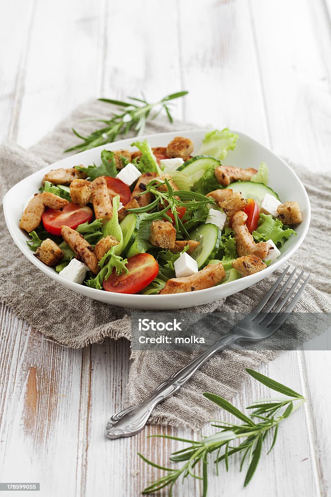 Chicken salad Salad with roasted chicken, tomatoes and feta Chicken Salad Stock Photo