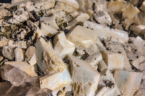 Big othoclase minerala in the pegmatite rock