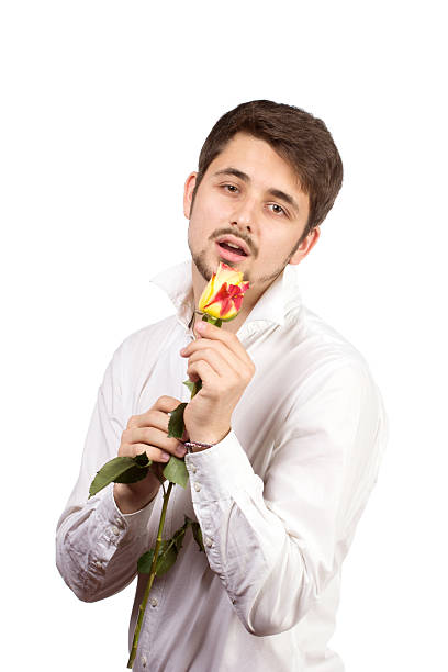 istock Man with bouquet of red roses. 178599562