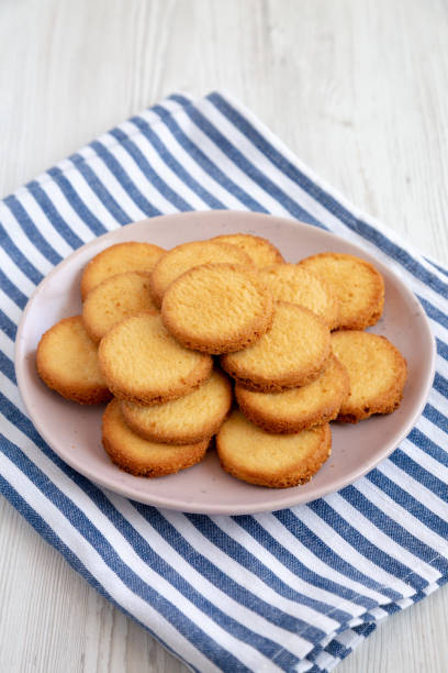 istock Homemade Pure Butter Shortbreads on a Pink Plate, side view. 1786000513