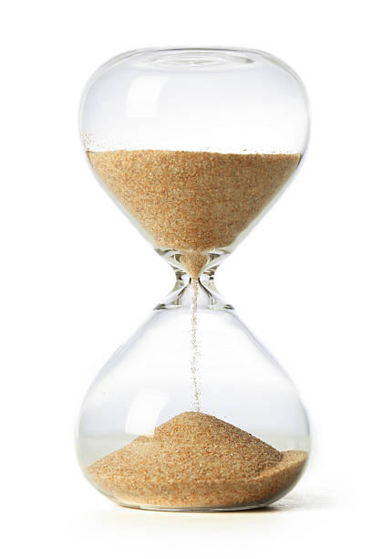 istock Hourglass with sand running out on a white background 178601769