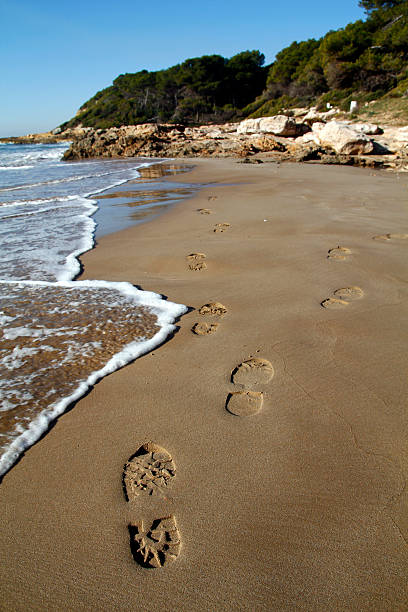 playa de la pisadas pt - footprint sand beach steps imagens e fotografias de stock