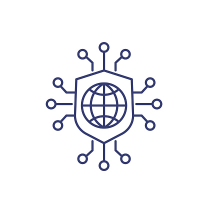 secure network, online security line icon