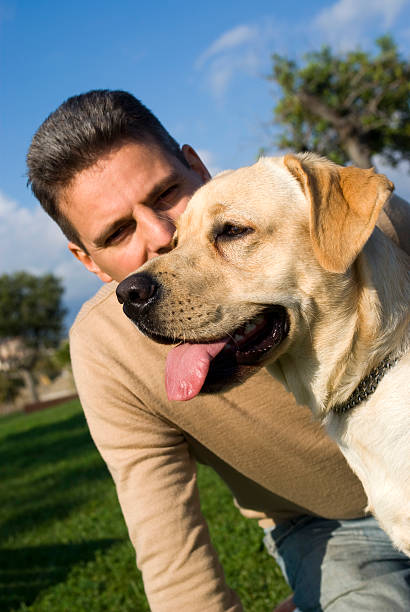 istock Man in the park with his dog 178603018