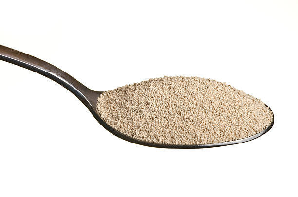 Yeast in a spoon stock photo