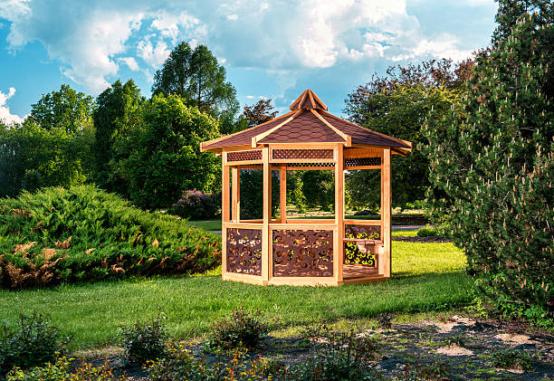 istock Outdoor wooden gazebo 178603987