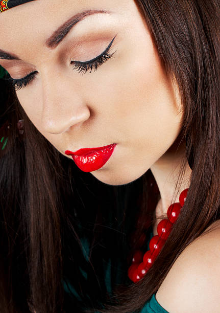 istock Portrait girl with red lips 178604466