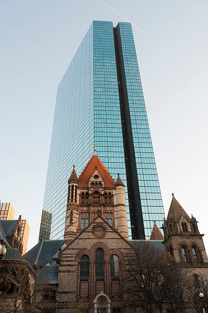 트리니티의 교회 및 핸 타워, 보스턴 - boston church famous place john hancock tower 뉴스 사진 이미지