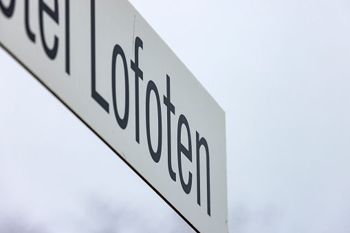 directional sign to the Lofoten islands
