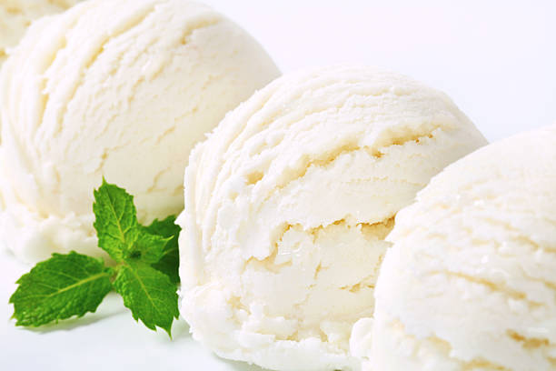 istock Scoops of white ice cream with peppermint leaves 178606372