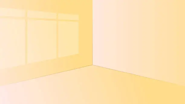 Vector illustration of Vector Illustration of Empty Yellow Room Corner with Sunlit Window Reflection background geometric